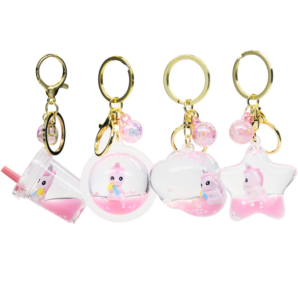 Custom Made Acrylic Quicksand Keychain Pendant Milk Tea Cup Stitch Liquid Keychain