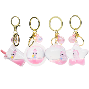 Custom Made Acrylic Quicksand Keychain Pendant Milk Tea Cup Stitch Liquid Keychain