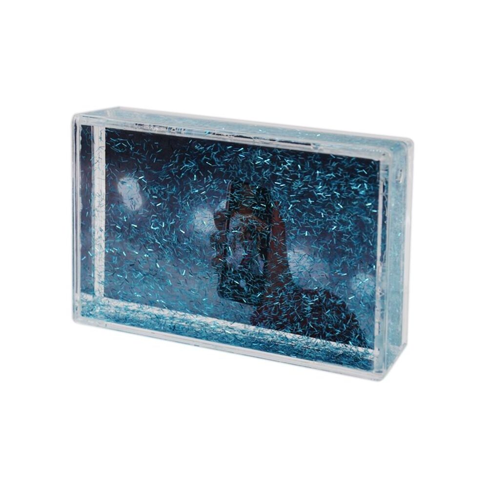 Factory custom acrylic water snow globe picture frames acrylic 2x3 instax mini glitter liquid photo frame