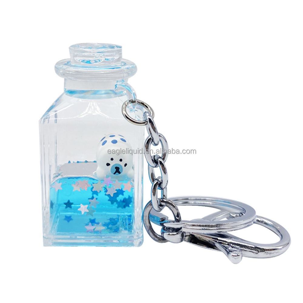 Cute 3D Penguin Floating Transparent Key Holders with Key Kawaii Key Chain Custom Liquid Keychain