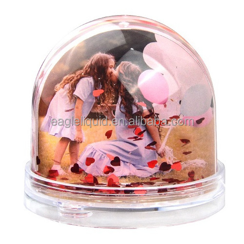 Glitter Snow Globe Photo Frame Liquid Floating Sparkle Clear Plastic Photo Frame Snow Globe For Christmas