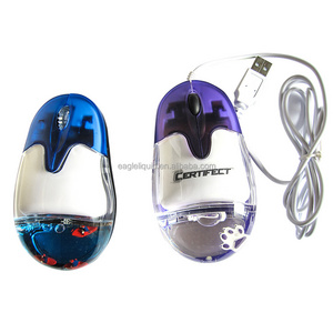 Novelty computer mouse with custom logo Computer Mini Aqua Liquid USB Optical Mouse with Customized Floater