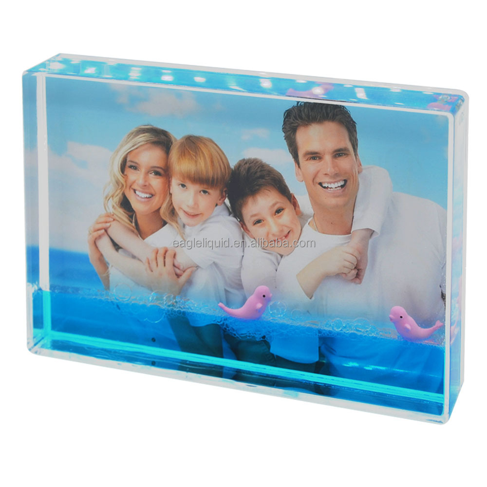 Acrylic 4x6 inch Blue Liquid Picture Frame 3D Floating Photo Frame