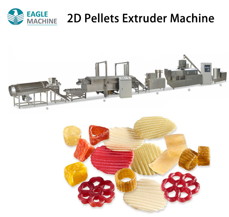 Electric Stainless Steel 2D/3D Pellet Food Extruder round Oval Shape Fried Snack Maker Papad Pani Puri Fryums Chips Production