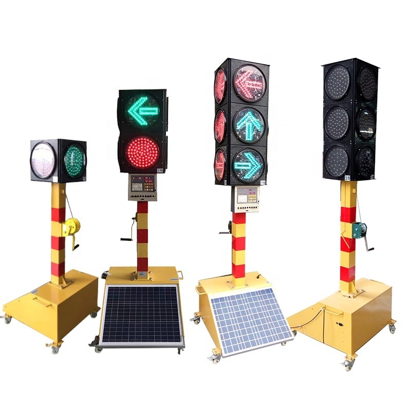 Red Yellow Green Arrow or Full Screen Solar LED Mobile Traffic Signal Lights