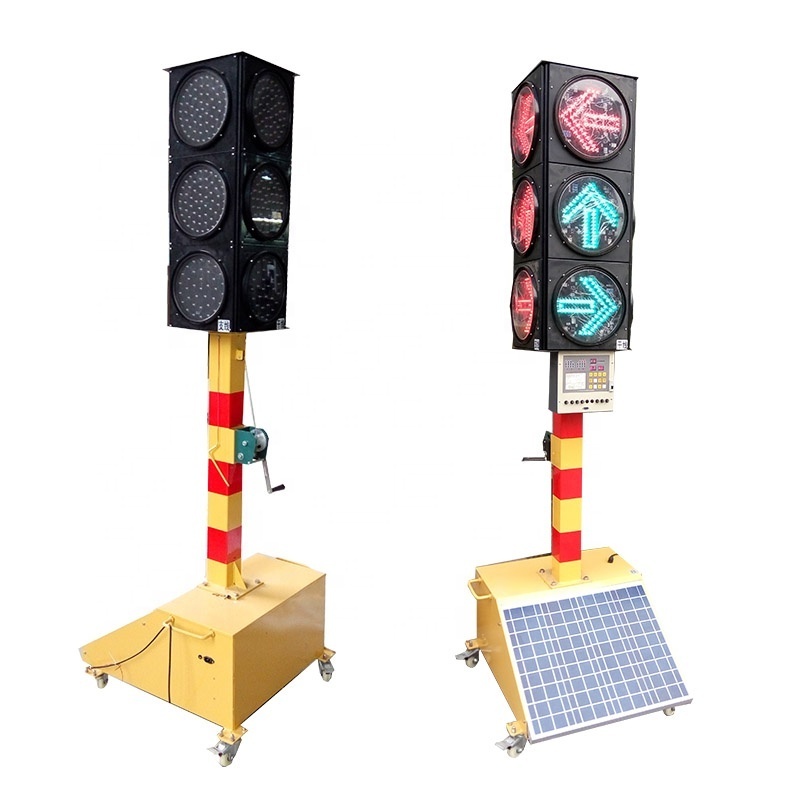 Red Yellow Green Arrow or Full Screen Solar LED Mobile Traffic Signal Lights