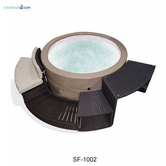 Synthetic round rattan furniture surround for the SPA