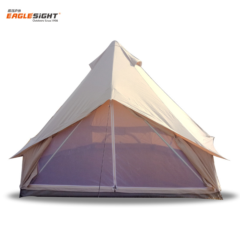 4m Indian Tipi Style Glamping Tent Canvas Bell Tent Teepee Canvas Wall Tent Family Party Tipi