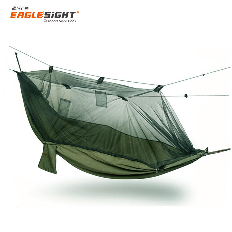 Heavy Duty Portable Parachute Bug Free Camping Hammock With Mosquito Net