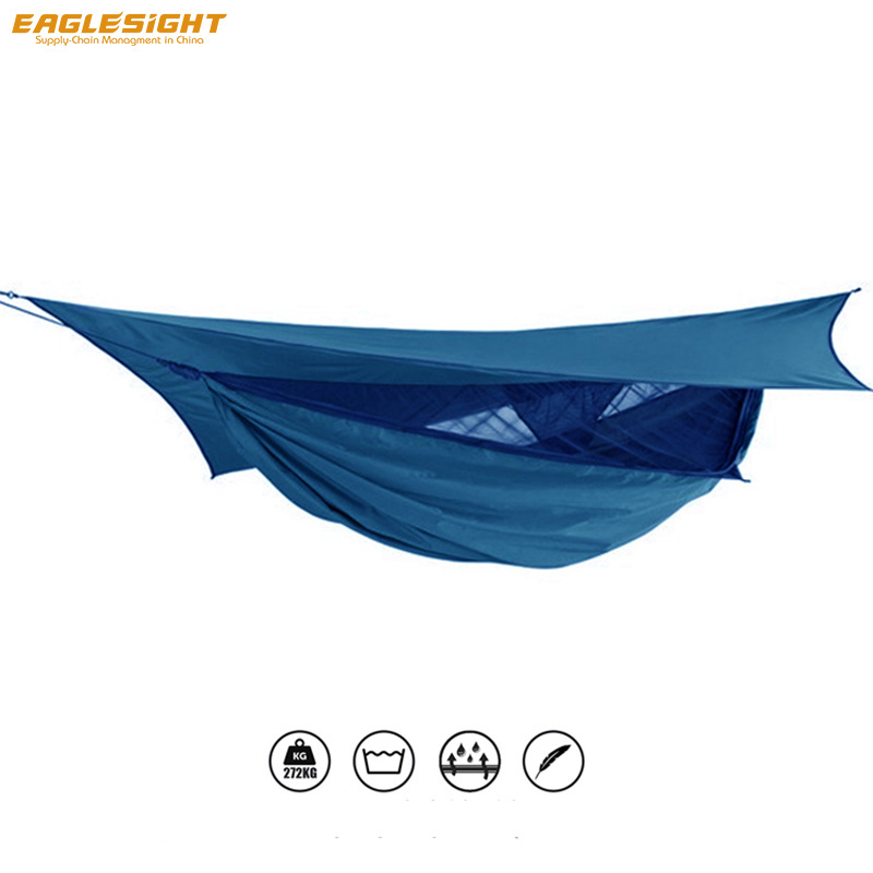 210T Nylon Hammock with Mosquito Net and Rain Fly Heavy Duty Hammock Parachute with Mosquito Net