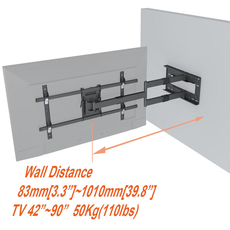 Telescopic 1010mm Super long TV arm adjustable tv hanger  LCD TV Wall Bracket Mount