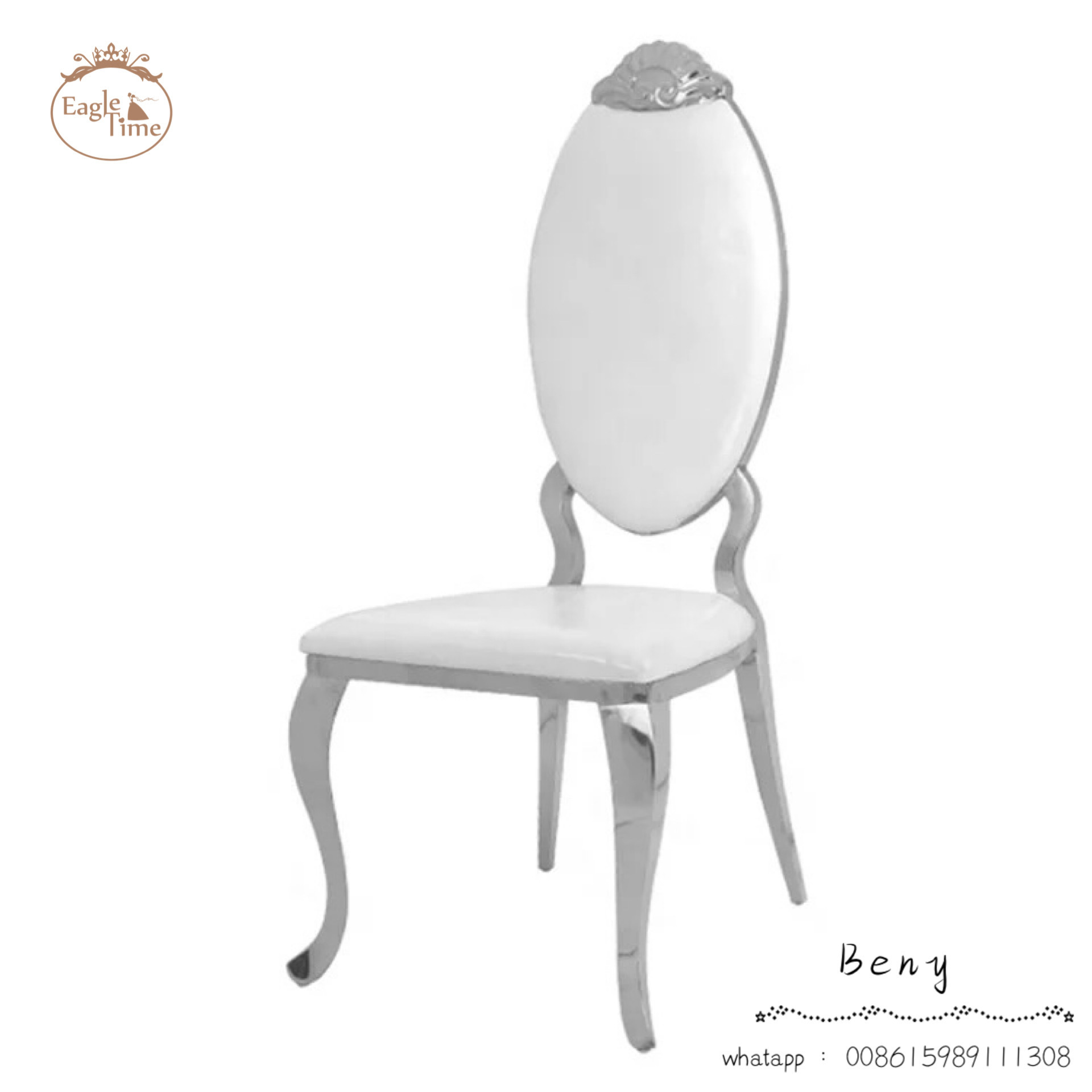 Golden head flower stainless steel hotel furniture restaurant chair wedding crown flower top chair