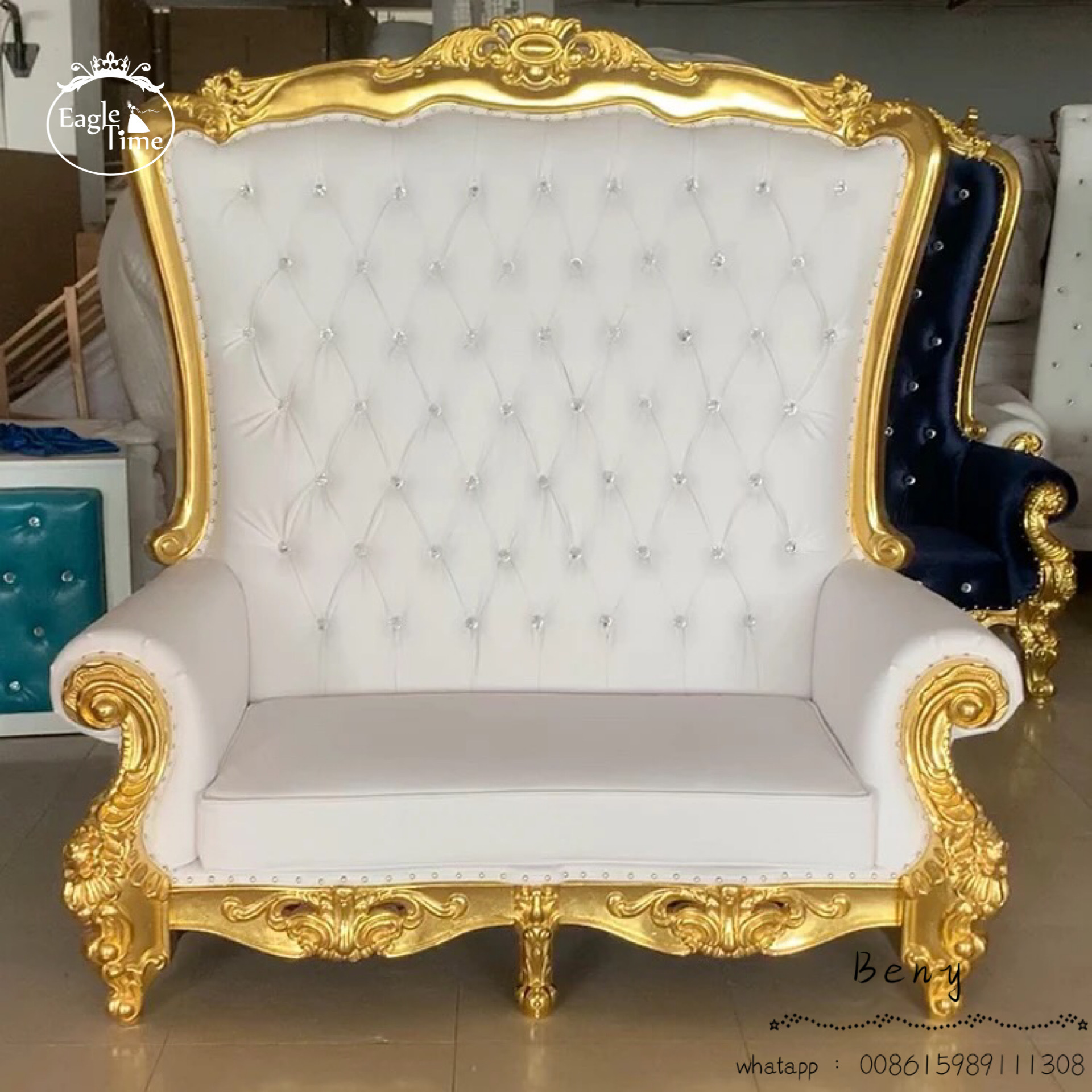 Luxury High Back Double Banquet Throne Chair for Bride and Groom for Hotel Weddings and Party Events