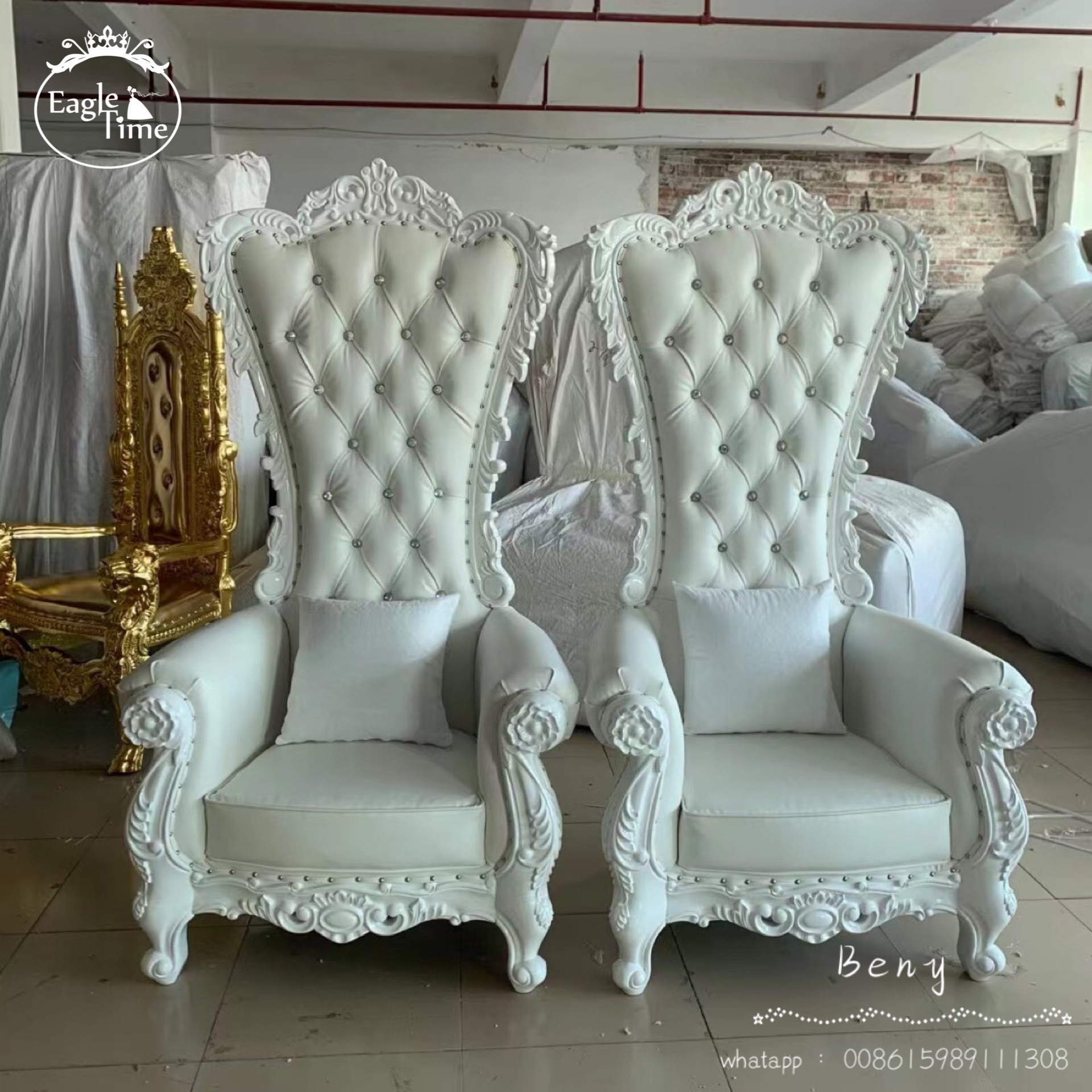 High Quality Hotel Wedding Banquet Event Party High Back Wooden Throne Sofa Chairs