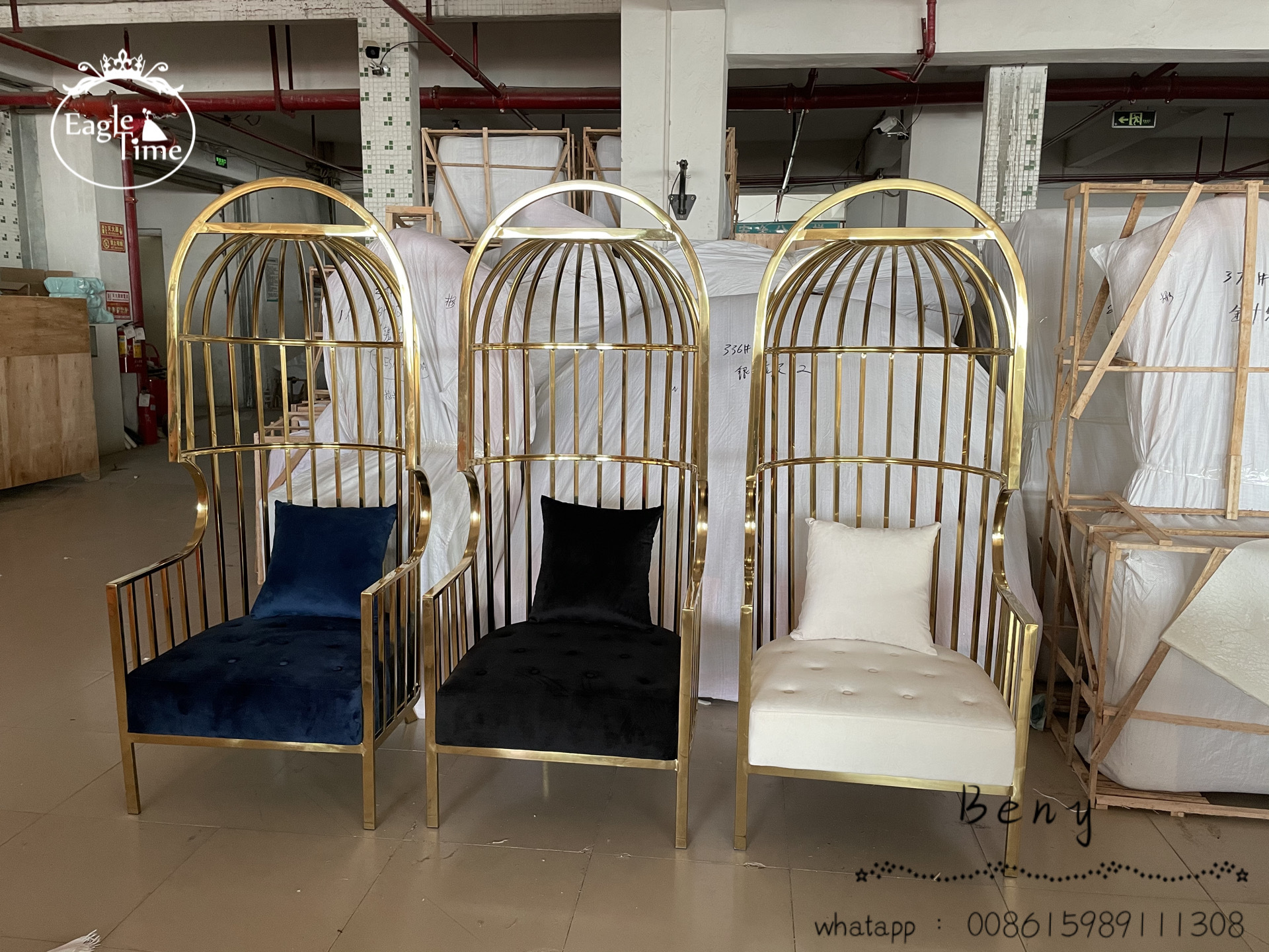 Modern Luxury Bride Groom Birdcage Throne Sofa Chair for Wedding Banquets Hotel Activities Outdoor Parties Durable Wood Frame