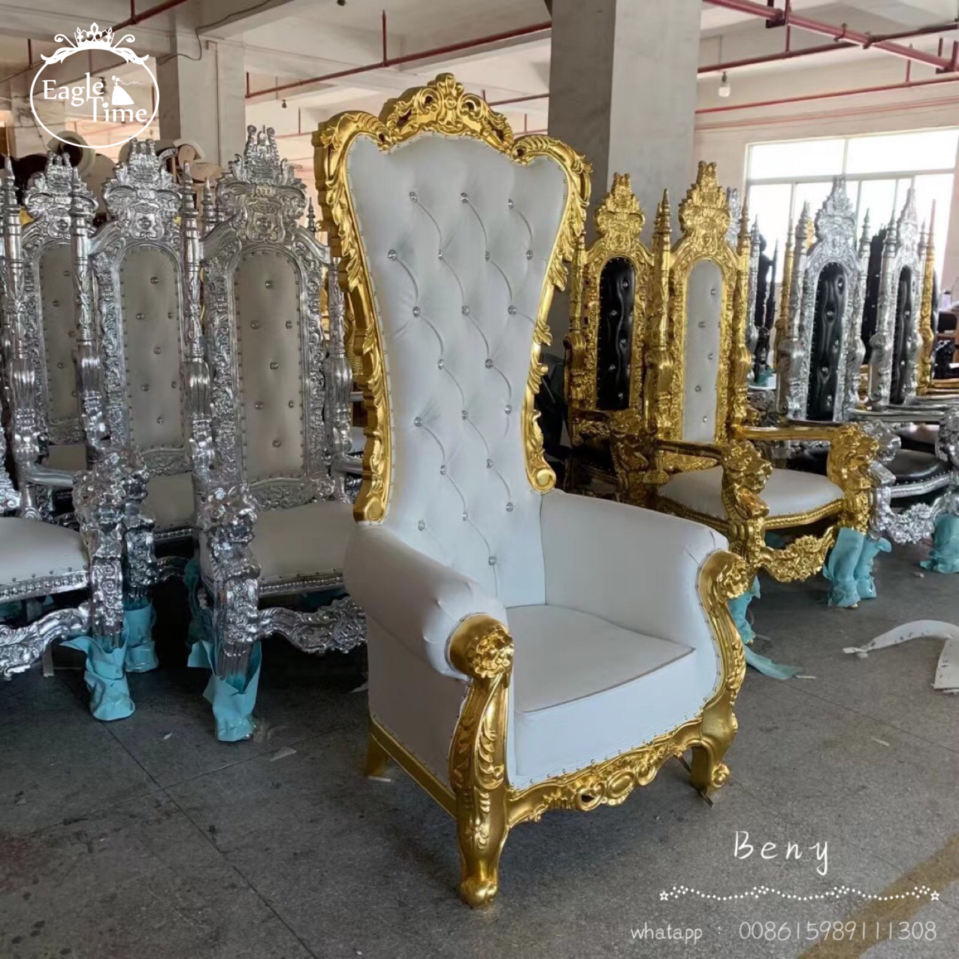 High Quality Hotel Wedding Banquet Event Party High Back Wooden Throne Sofa Chairs