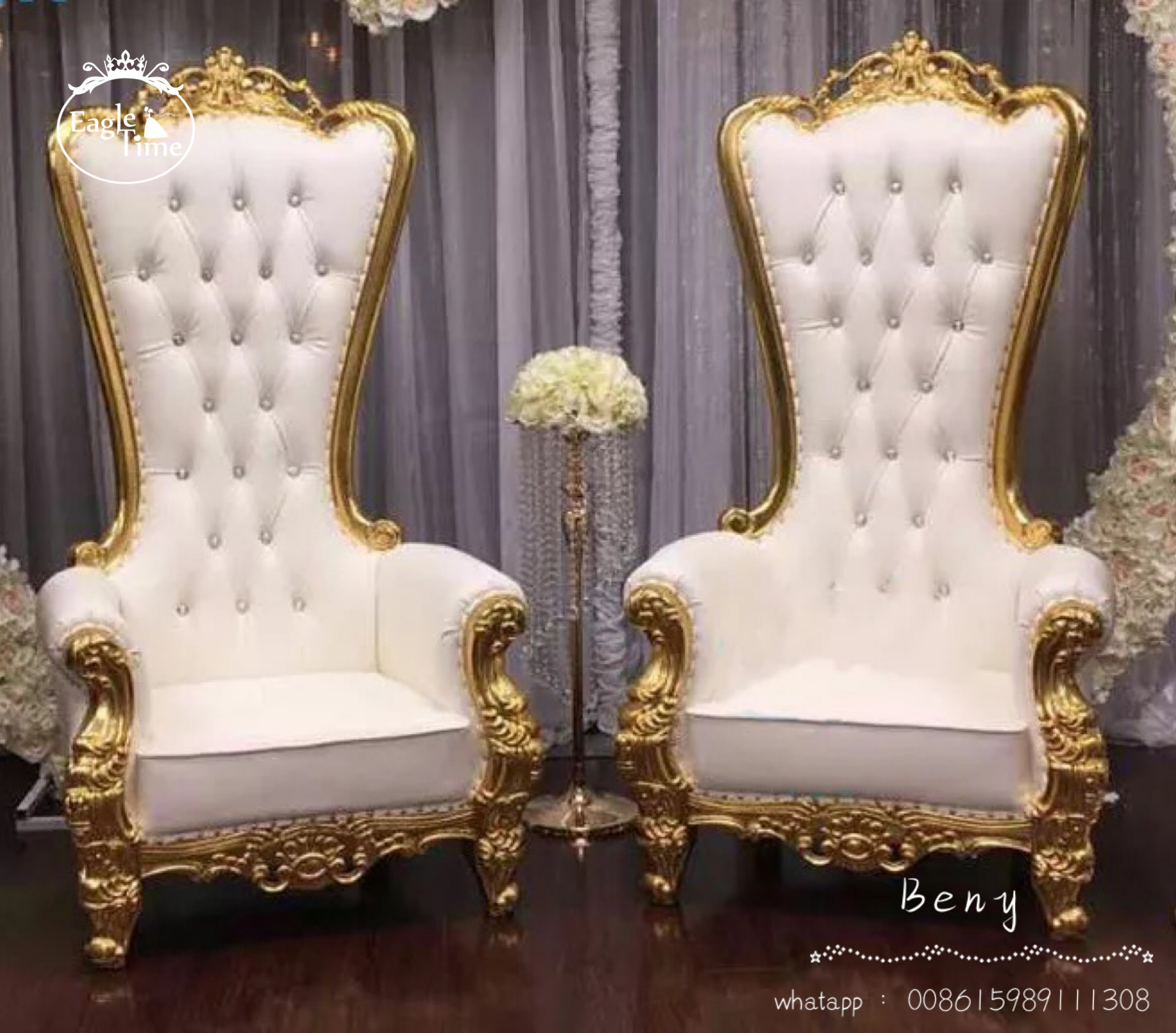 European Hotel Party Event Banquet Wooden King Throne Chair For Wedding