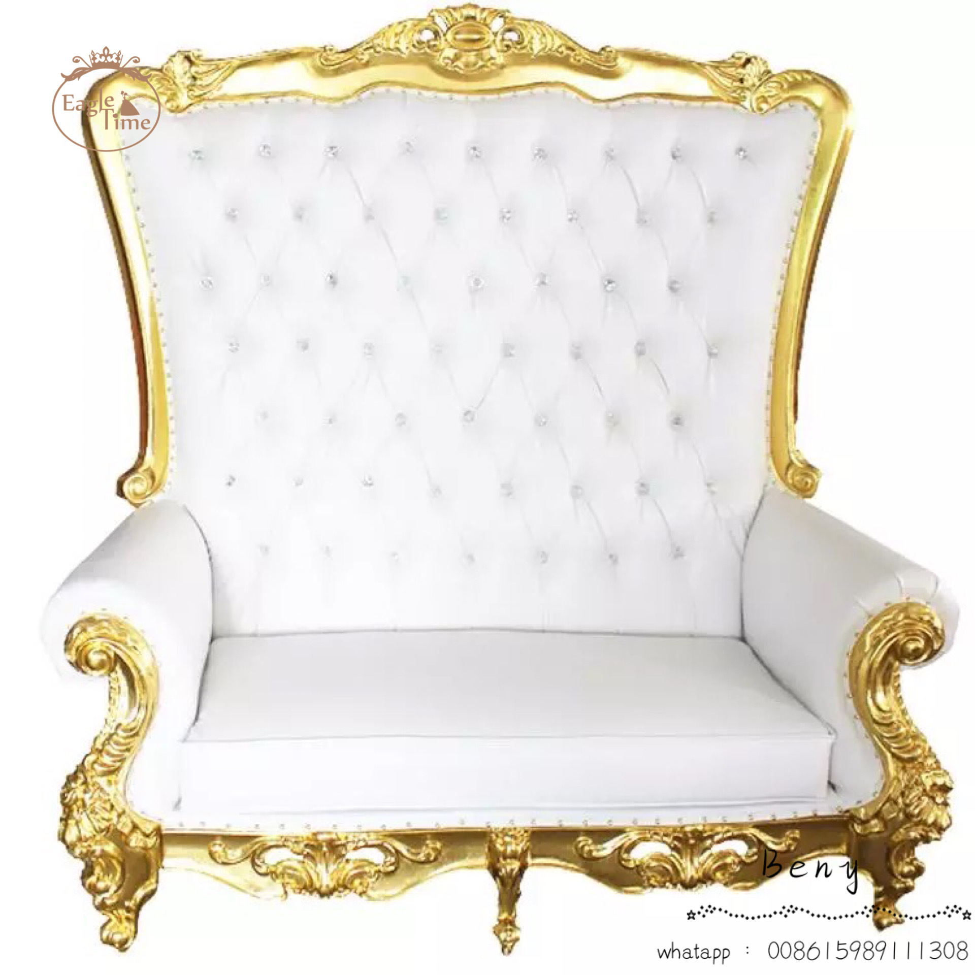 Luxury High Back Double Banquet Throne Chair for Bride and Groom for Hotel Weddings and Party Events