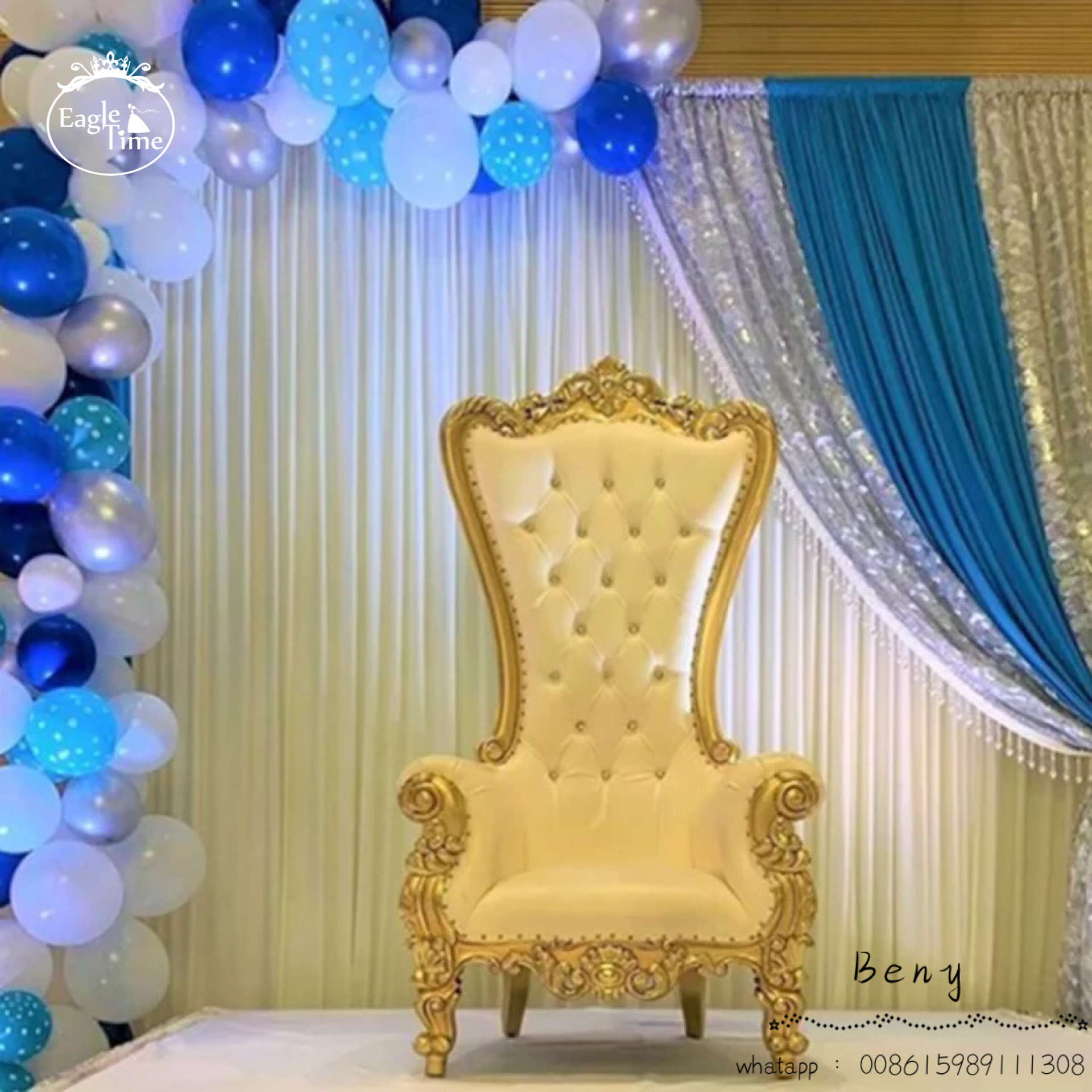 European Hotel Party Event Banquet Wooden King Throne Chair For Wedding