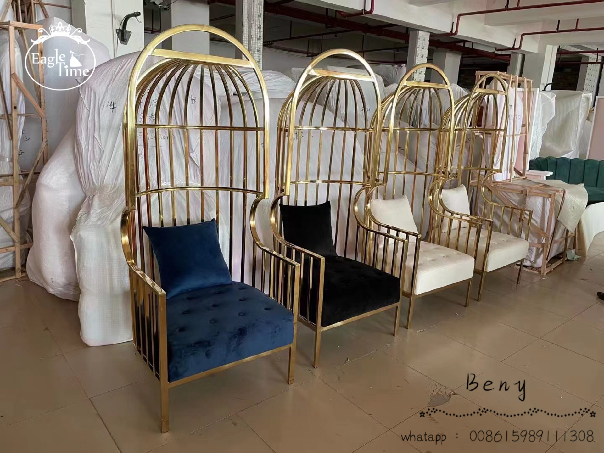 Modern Luxury Bride Groom Birdcage Throne Sofa Chair for Wedding Banquets Hotel Activities Outdoor Parties Durable Wood Frame