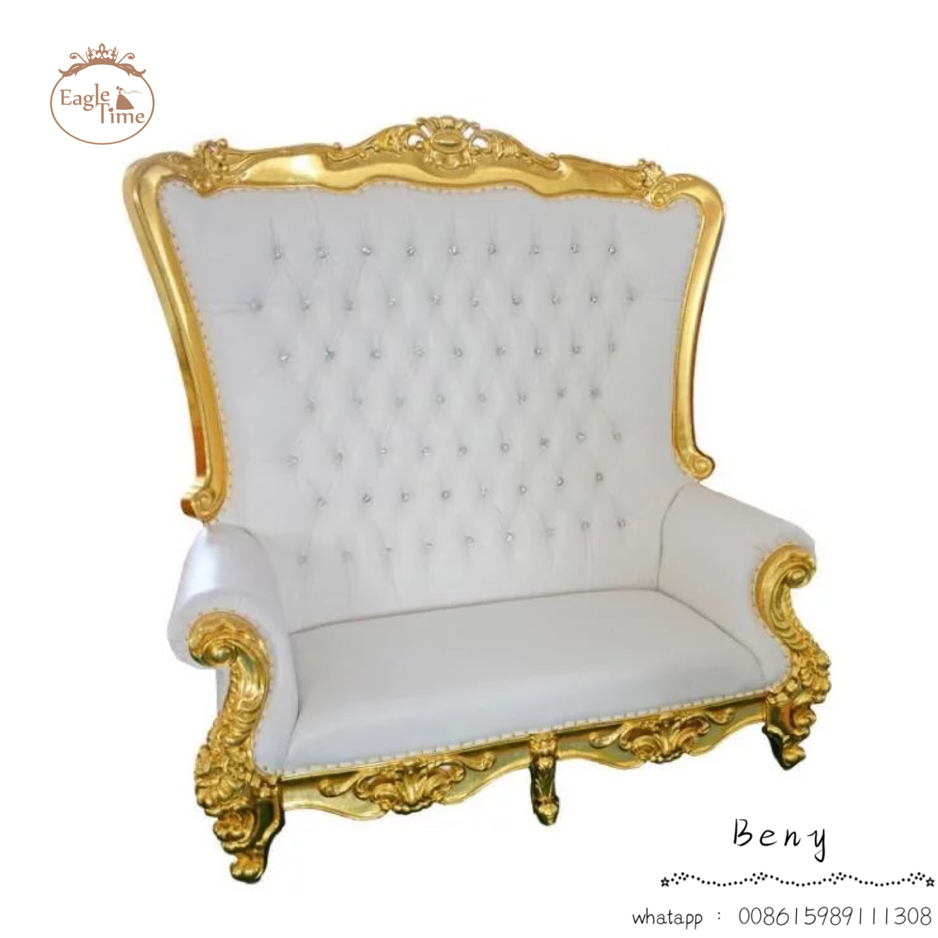 Luxury High Back Double Banquet Throne Chair for Bride and Groom for Hotel Weddings and Party Events