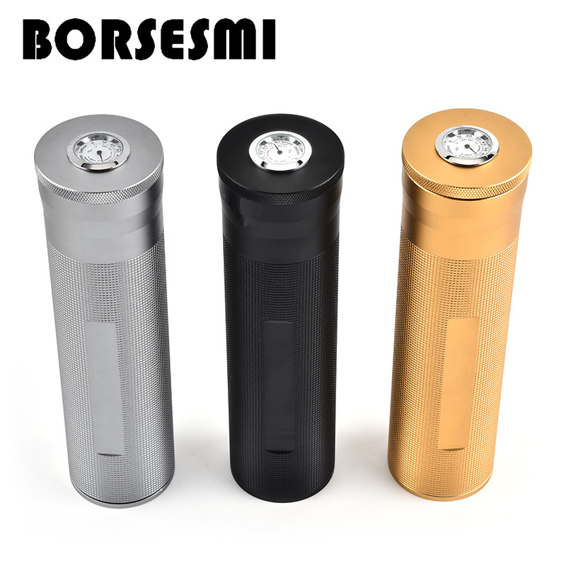 Wholesale Cigar aluminum tube with humidifier Cigarette case Tobacco box set Tobacco Humidor Aluminum Cigar Tube with Hygrometer