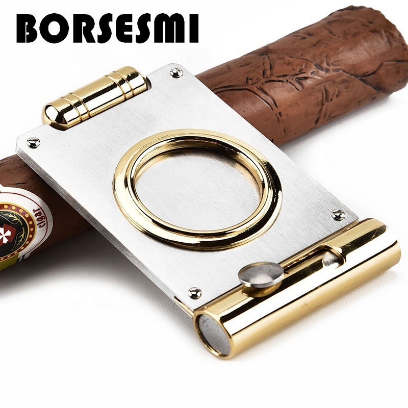 Hot selling cigar accessories 2 in 1 stainless steel cigar cutter with punch for cigar holder