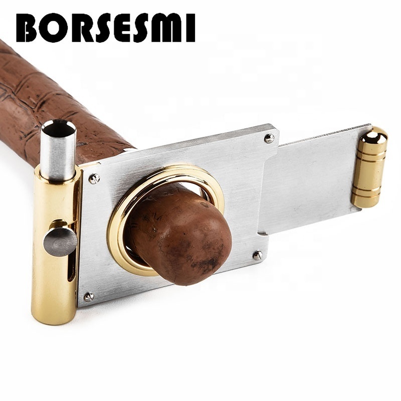 Hot selling cigar accessories 2 in 1 stainless steel cigar cutter with punch for cigar holder