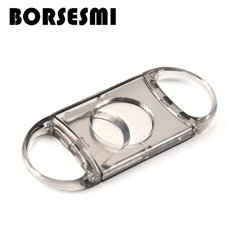 Professional plastic double blades cigar scissors metal smoking tools 56ring portable cigar cutter