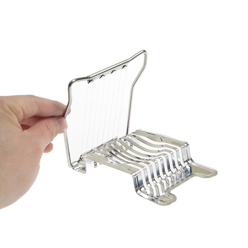 Hot selling kitchen gadgets multipurpose stainless steel egg slicer manual boiled egg slicer