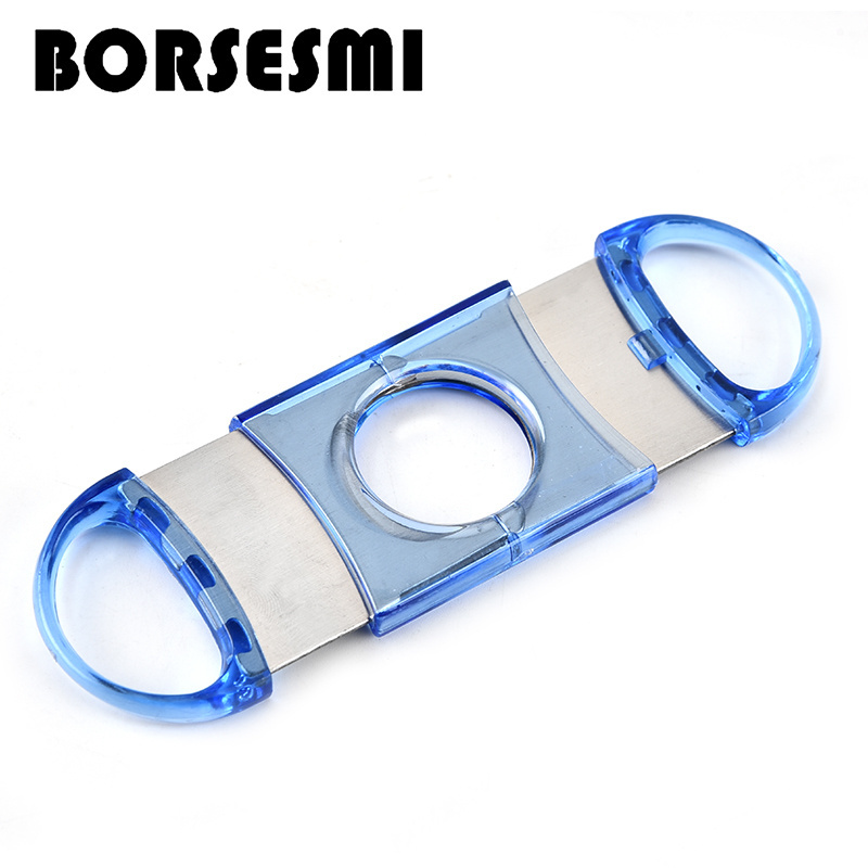 Professional plastic double blades cigar scissors metal smoking tools 56ring portable cigar cutter