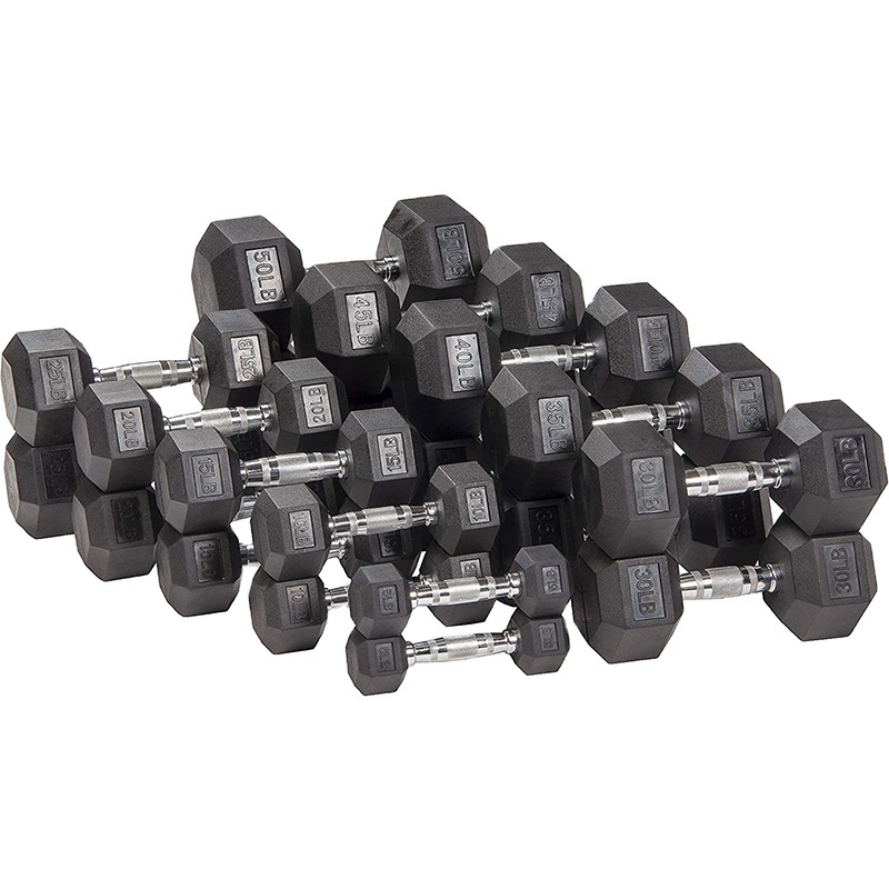 Eako Sports Wholesale Gym Equipment Coated Steel Weights Pounds Fitness Custom Logo Rubber Hexagon Dumbbell Set With Rack