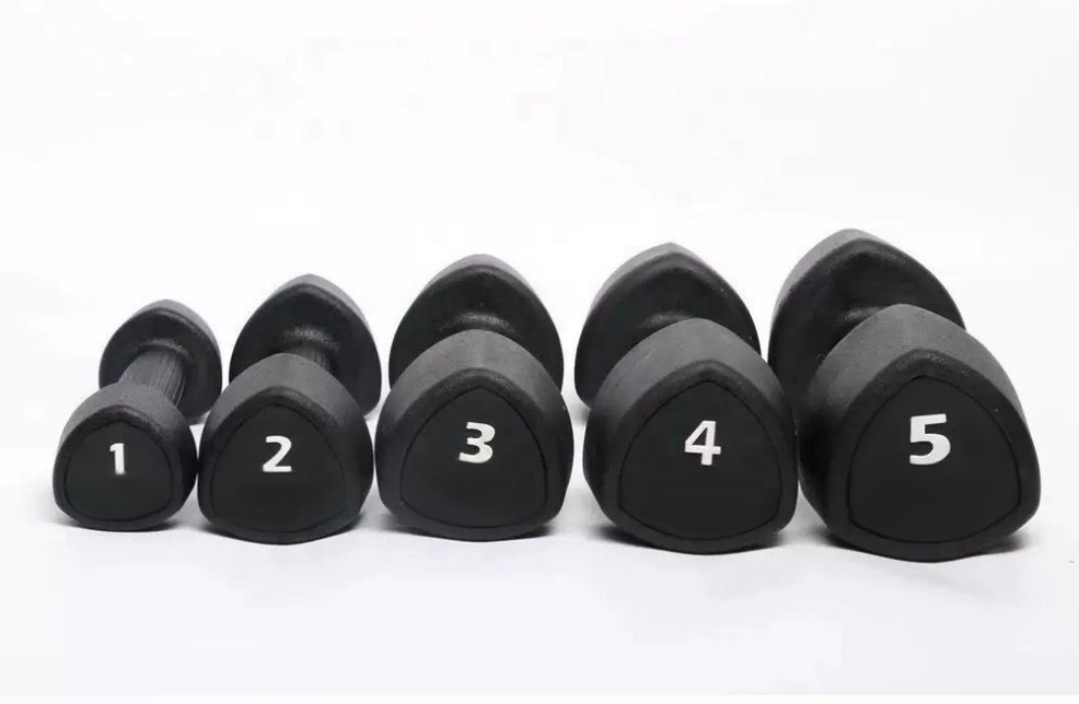 Eako sports factory price triangle head rubber dumbbells 1kg 10kg weights dumbbell