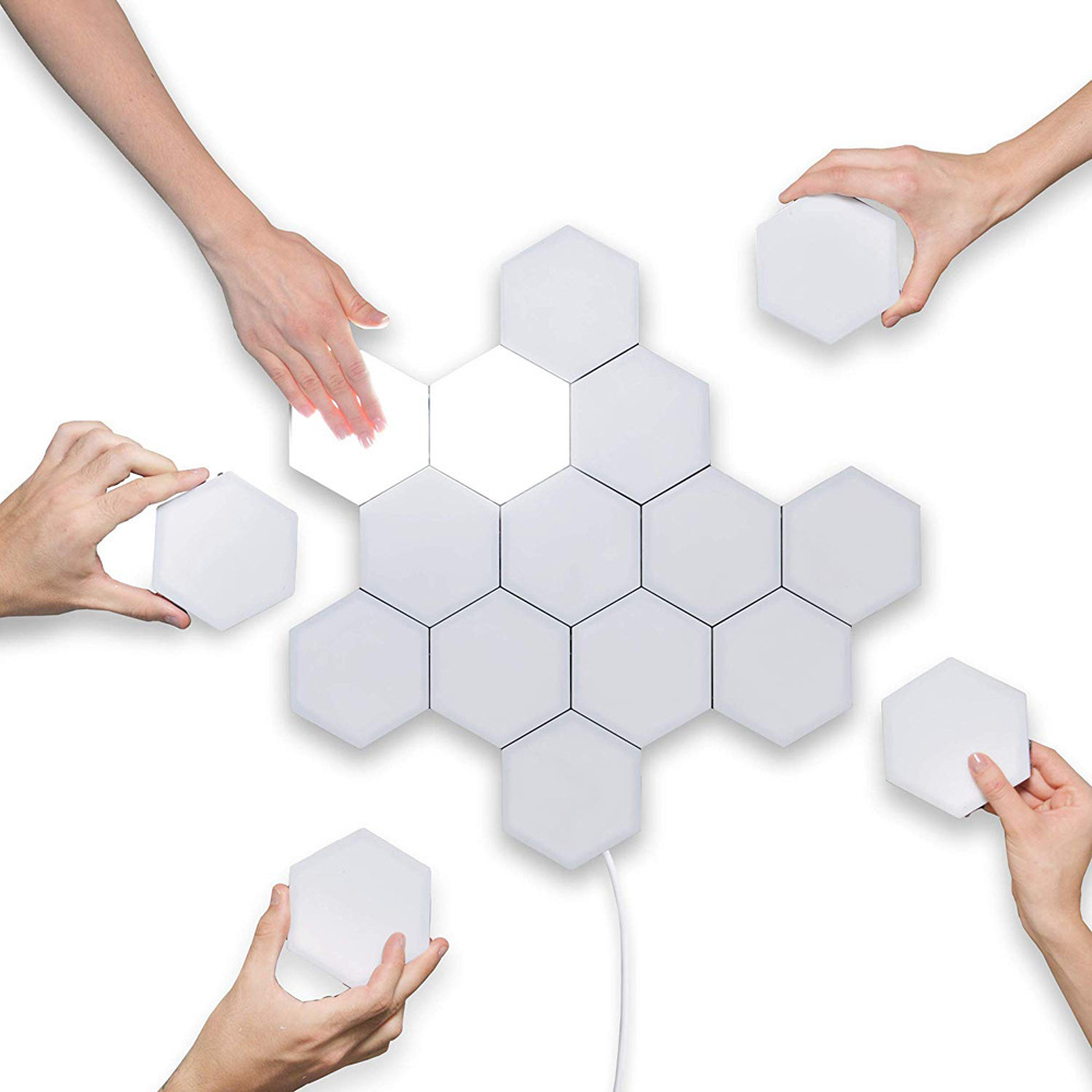 Factory wholesale DIY Honeycomb Induction Lamp LED Quantum Hexagonal Touch Sensor Wall Lamp Indoor Led