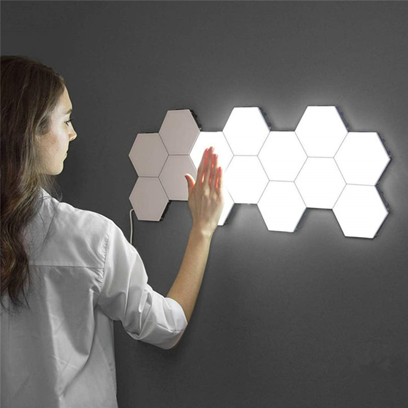 Factory wholesale DIY Honeycomb Induction Lamp LED Quantum Hexagonal Touch Sensor Wall Lamp Indoor Led