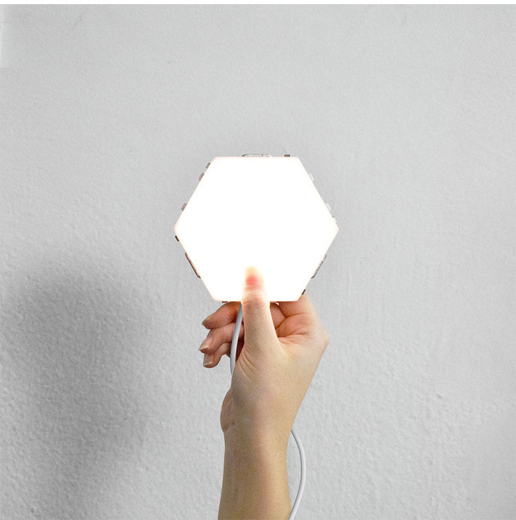 Factory wholesale DIY Honeycomb Induction Lamp LED Quantum Hexagonal Touch Sensor Wall Lamp Indoor Led