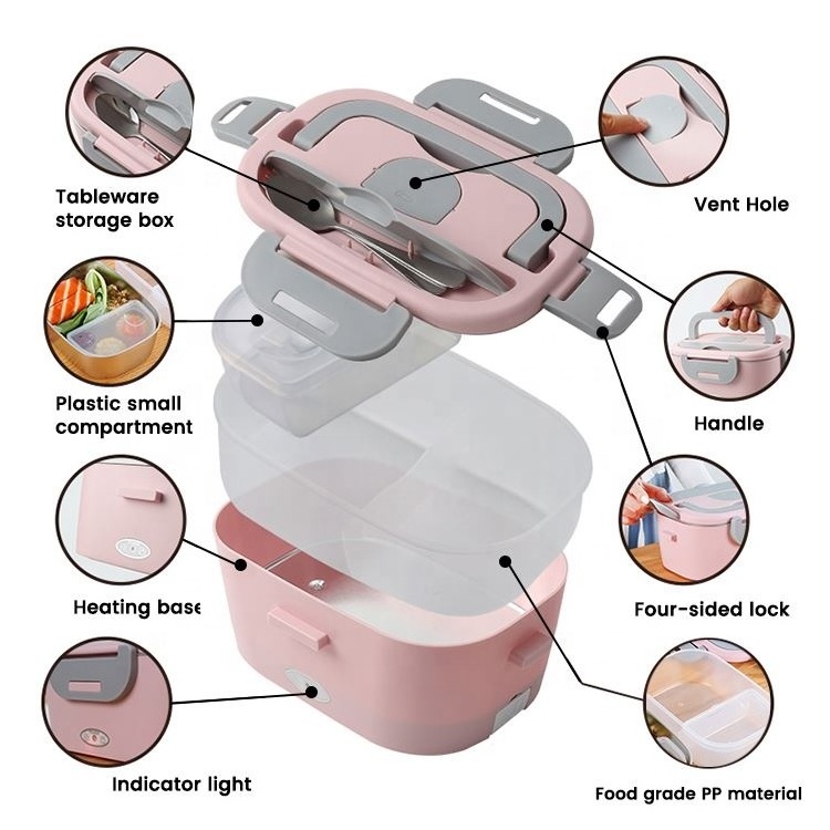 Hot Selling Food Heater Portable Bento Rice Cooker Office Home Electric Lunch Box With Stainless Steel