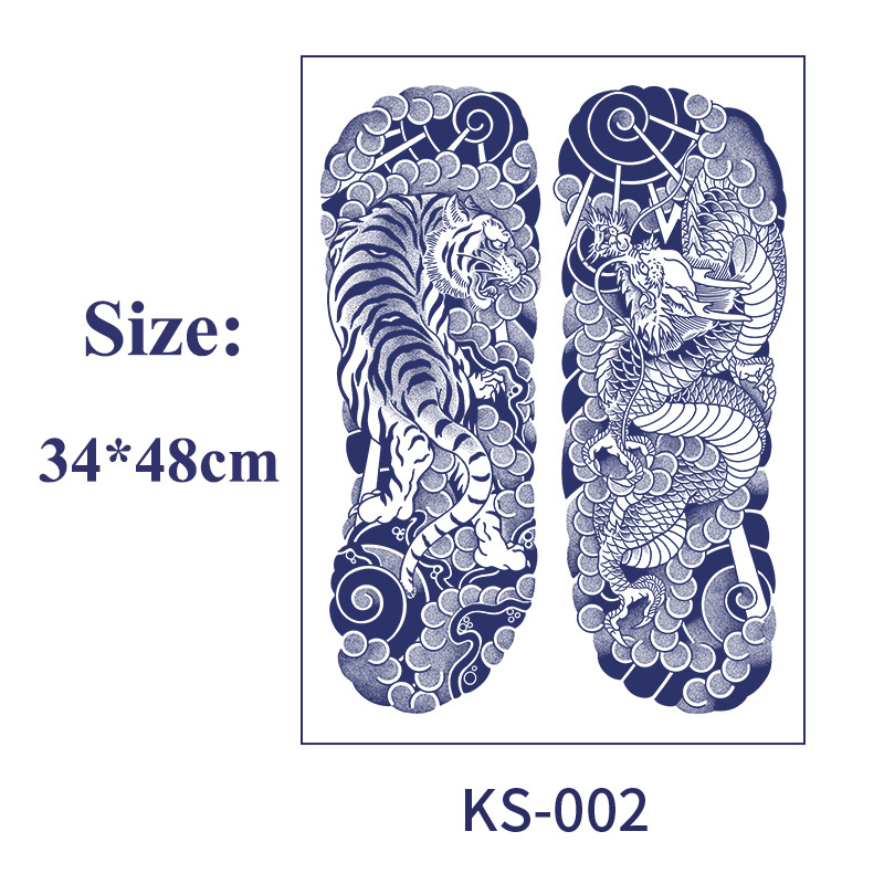 Tattoo Supplies Waterproof Japanese Cardigan Herbal Tattoo Stickers Tiger Head Flower Body Art Temporary Tattoo Sticker