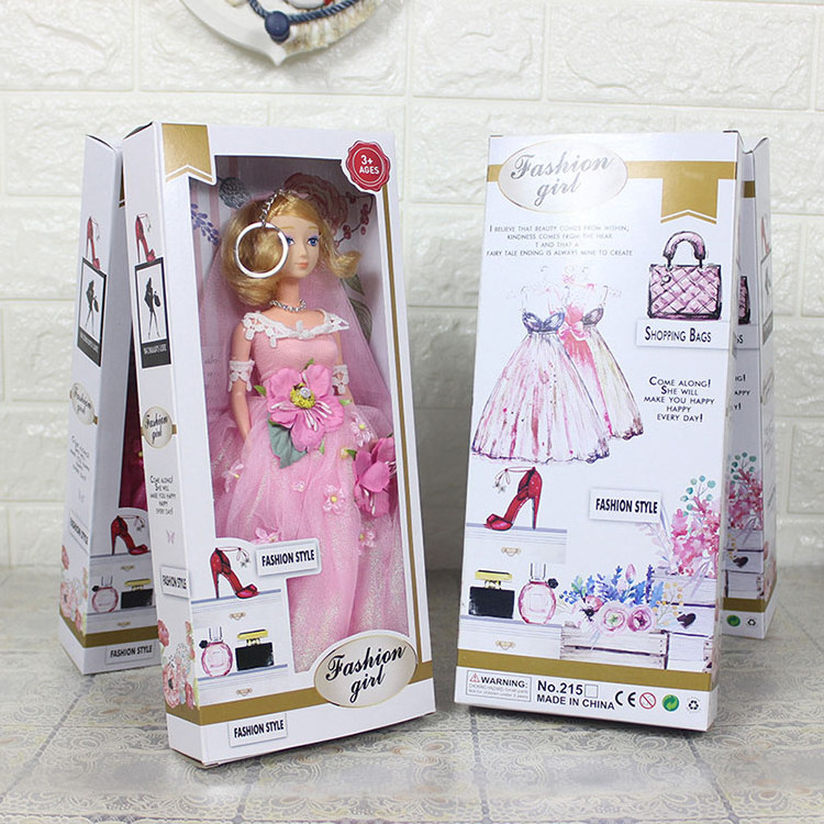 Custom Printing Coated Paper Empty Clear Window Doll Packaging Box