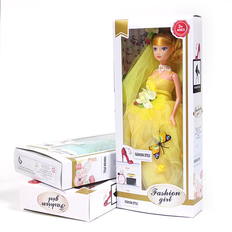 Custom Printing Coated Paper Empty Clear Window Doll Packaging Box