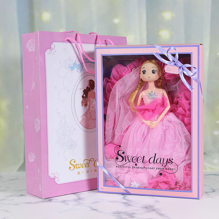 Custom Printing Coated Paper Empty Clear Window Doll Packaging Box