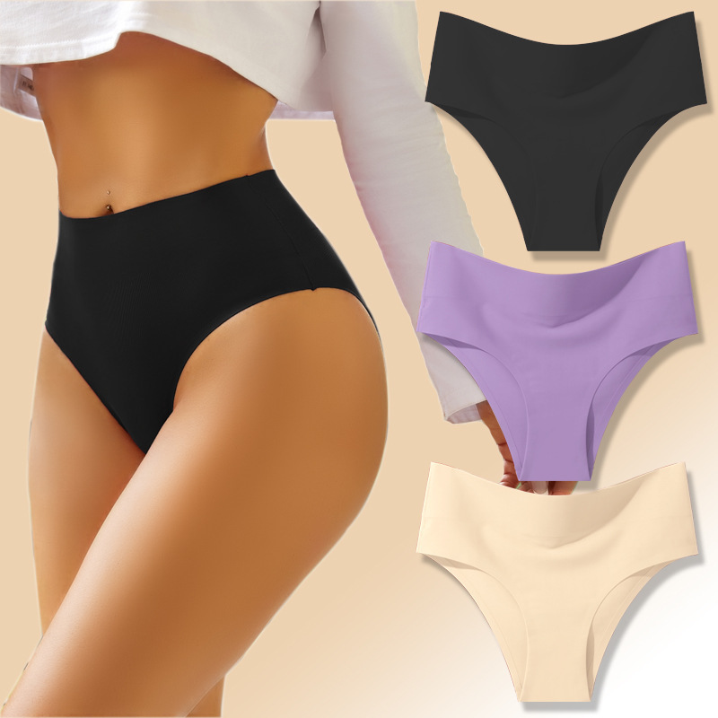 Women Seamless Daily Shaper High Waist Brazilian Nylon Satin Panties Lady Comfortable Knickers