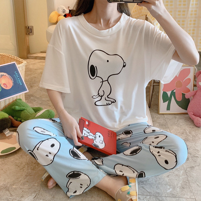 Autumn pajamas girl long sleeve pants sweet and lovely cartoon Korean version of home wear set