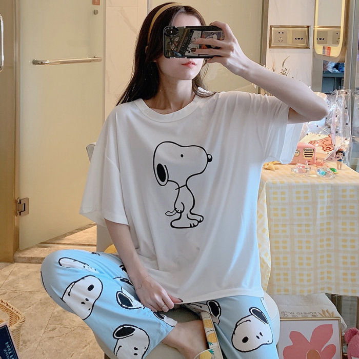 Autumn pajamas girl long sleeve pants sweet and lovely cartoon Korean version of home wear set