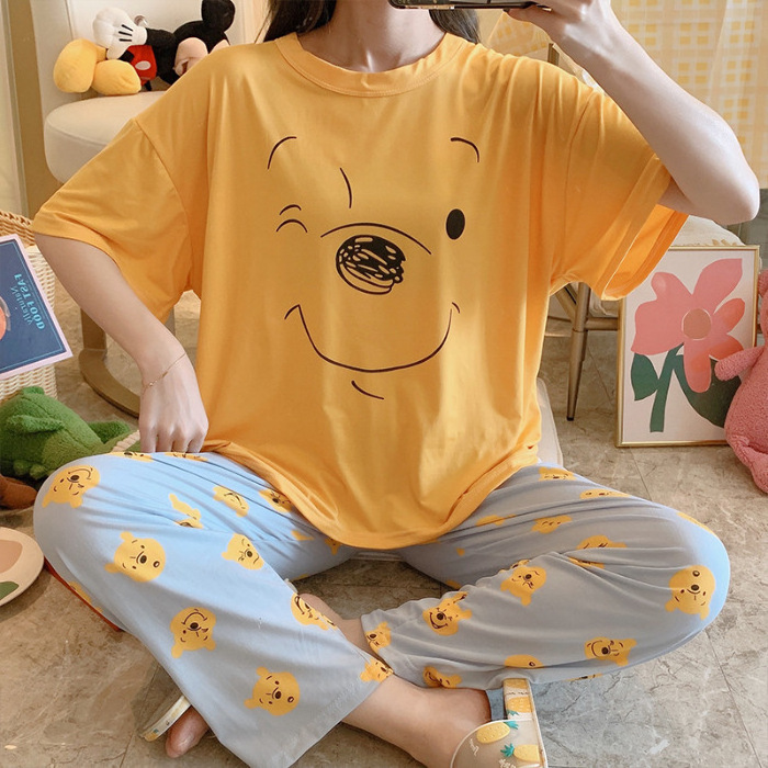 Autumn pajamas girl long sleeve pants sweet and lovely cartoon Korean version of home wear set