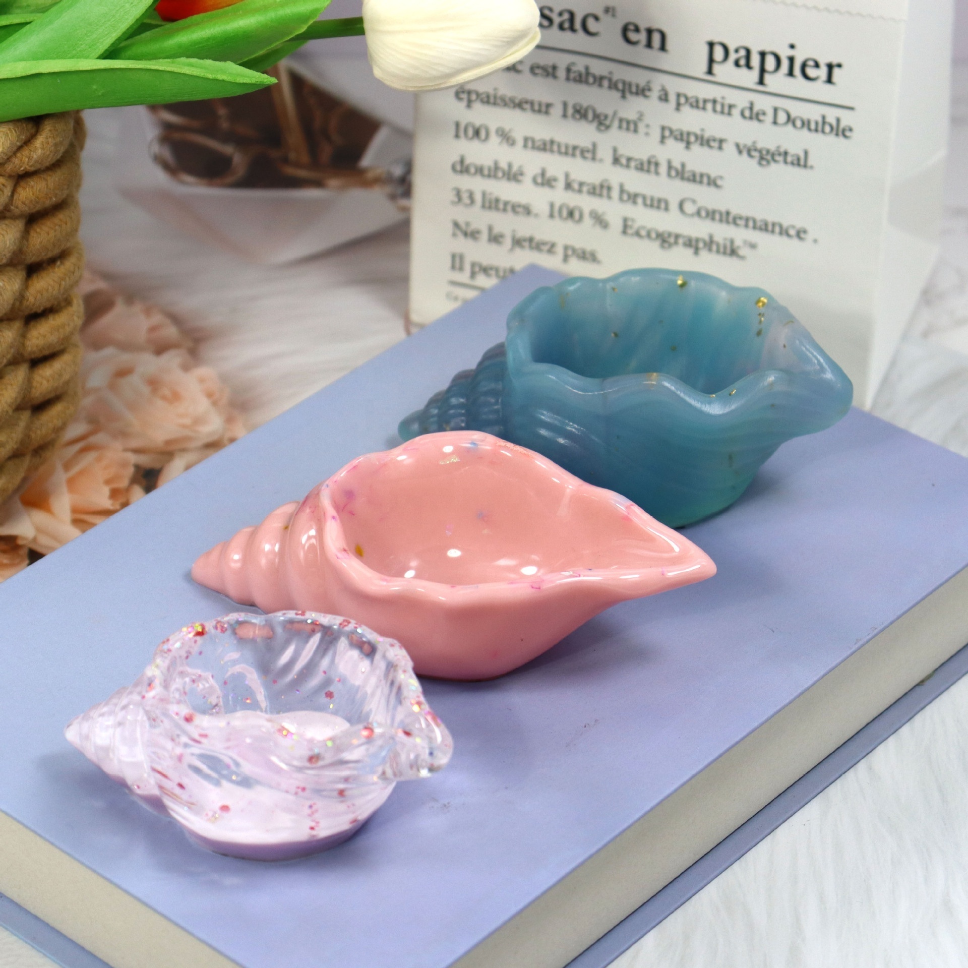 Early Riser Mirror three-dimensional conch storage box mold DIY crystal glue storage tray tray ocean shell silicone mold