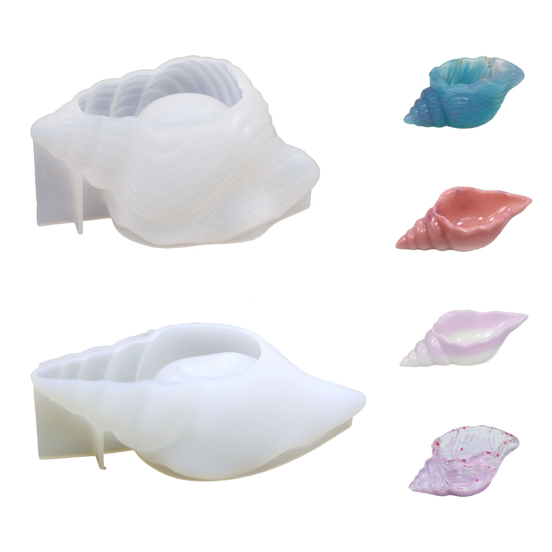 Early Riser Mirror three-dimensional conch storage box mold DIY crystal glue storage tray tray ocean shell silicone mold