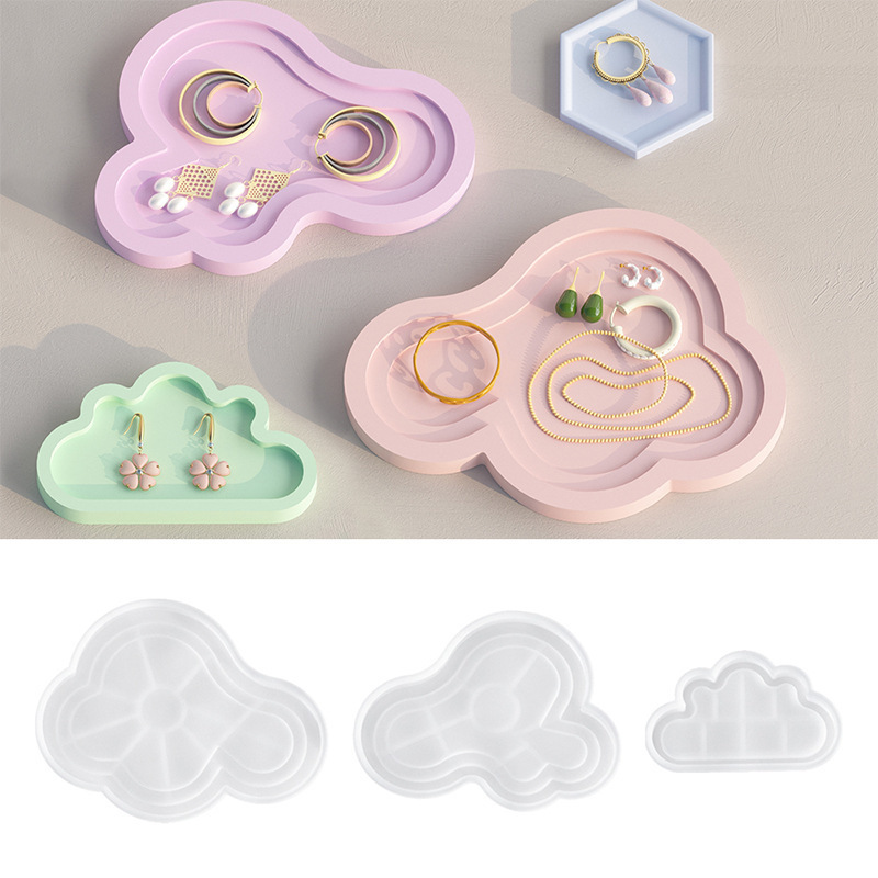 Early Riser DIY irregular storage tray square drip mold Gypsum mold innovation cloud swing tray decoration Cloud silicone mold