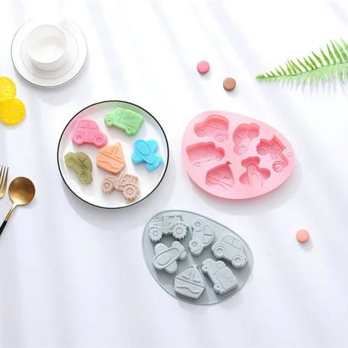 DIY 6 cavity Transport pattern silicone mold biscuit cake rice cake baking plate chocolate candy baking tool Cake decoration