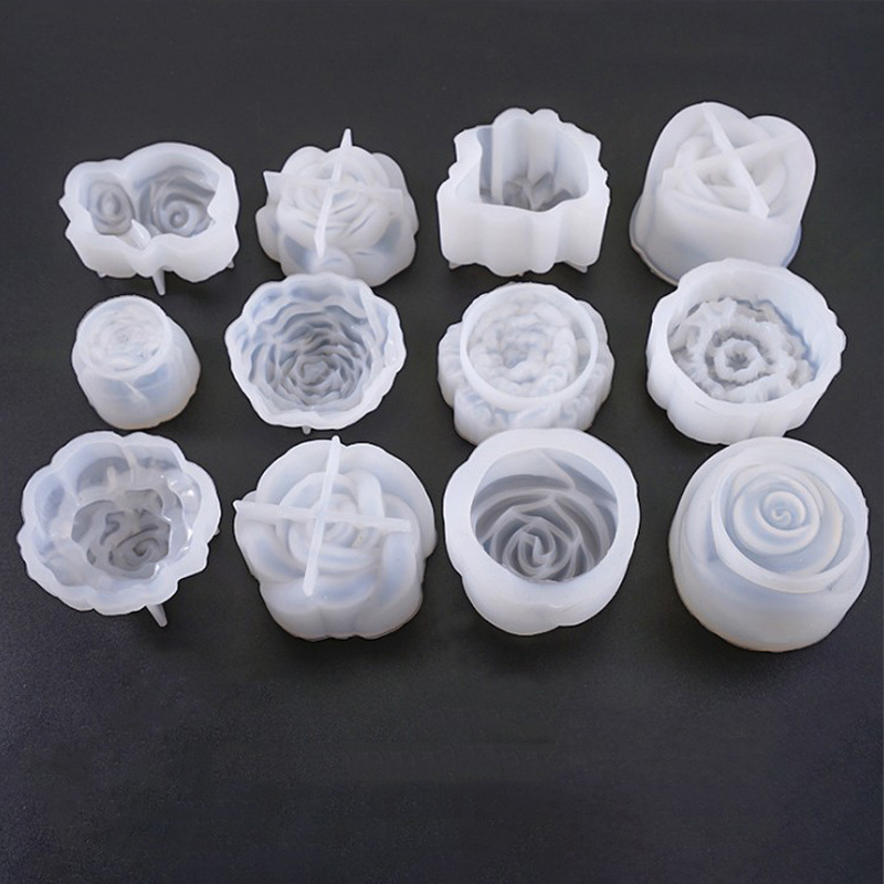 12 Pcs 3D Flower Rose Silicone Mold Resin Mould DIY Craft Mould Jewelry Making Tools Epoxy Casting Molds